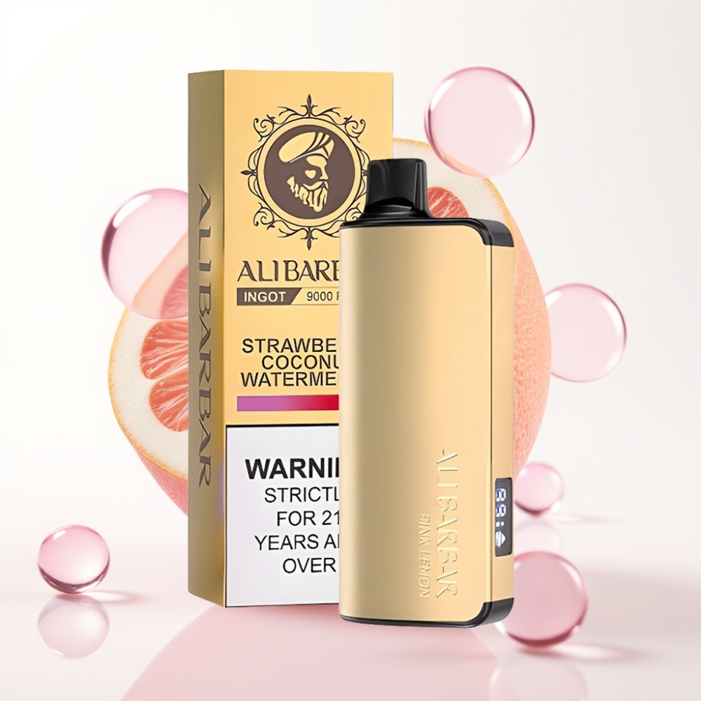 Alibarbar Ingot 9000 Puffs Vape Descartável Limão Rosa – 22ml, 2350mAh, LED