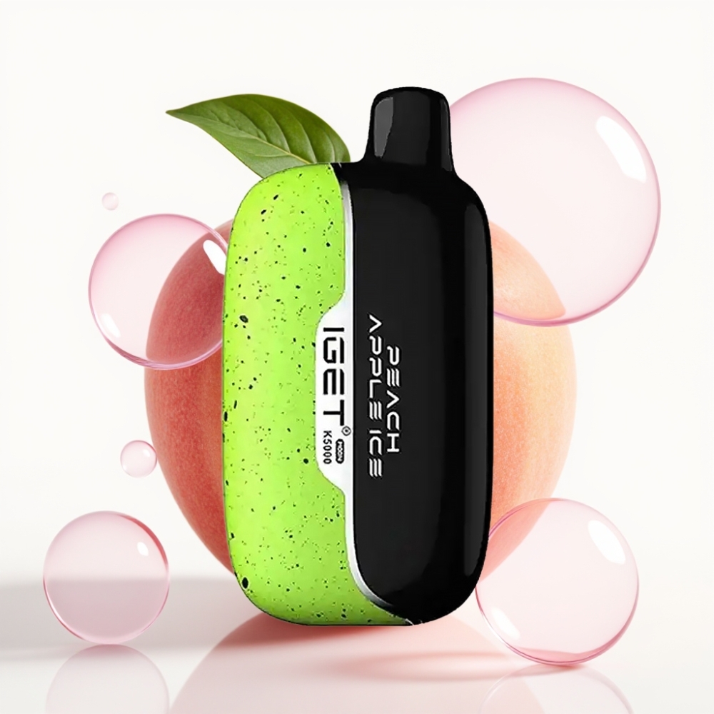 IGET Moon K5000 Puffs Vape Descansável Pêssego Maçã 81.5g PC 1.35 Ohm 49.5x25.3x99.4mm