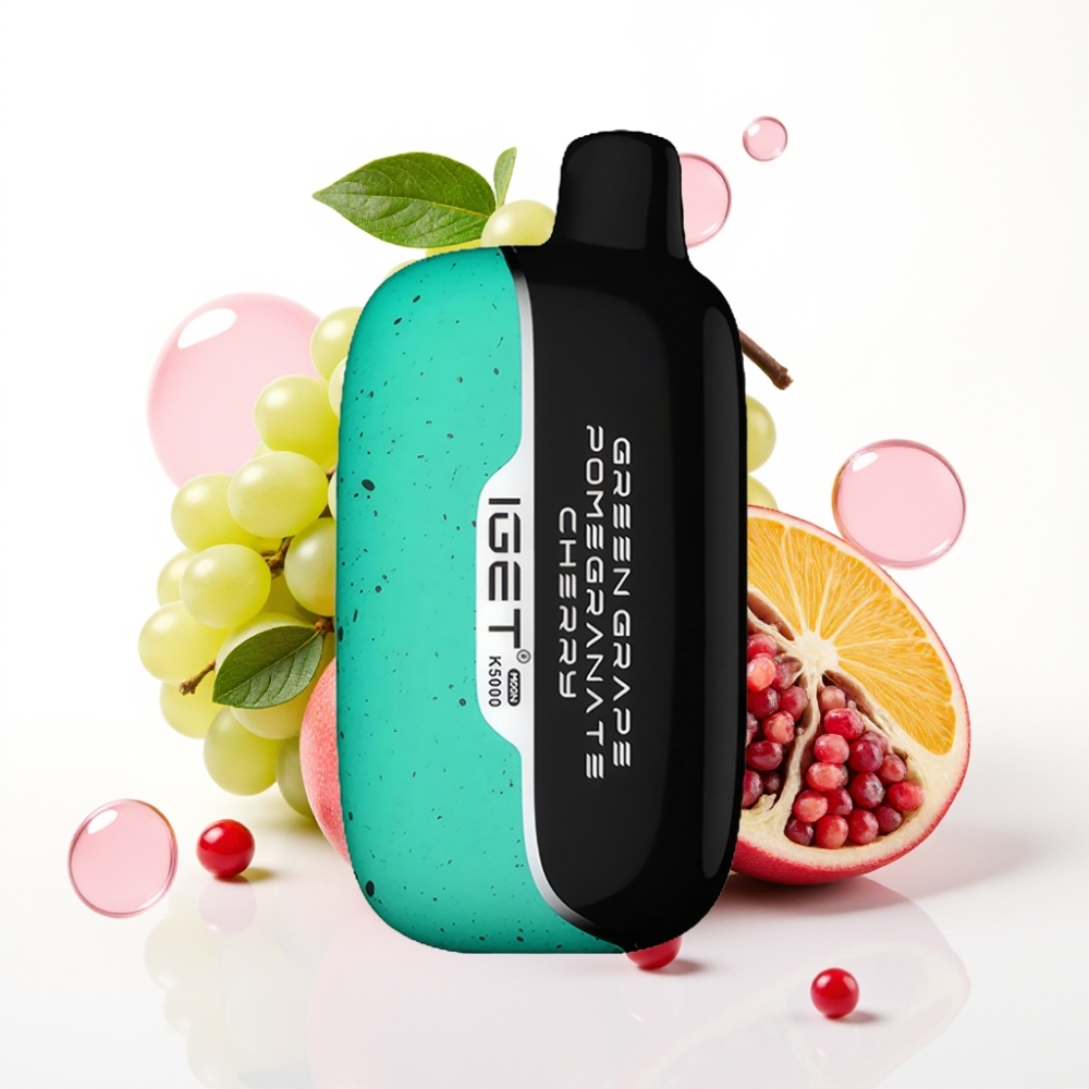 IGET Moon K5000 Puffs Vape Descartável Uva Verde Romã Cereja - 81.5g, 5000 Puffs, Bobina Mesh 1.35 Ohm