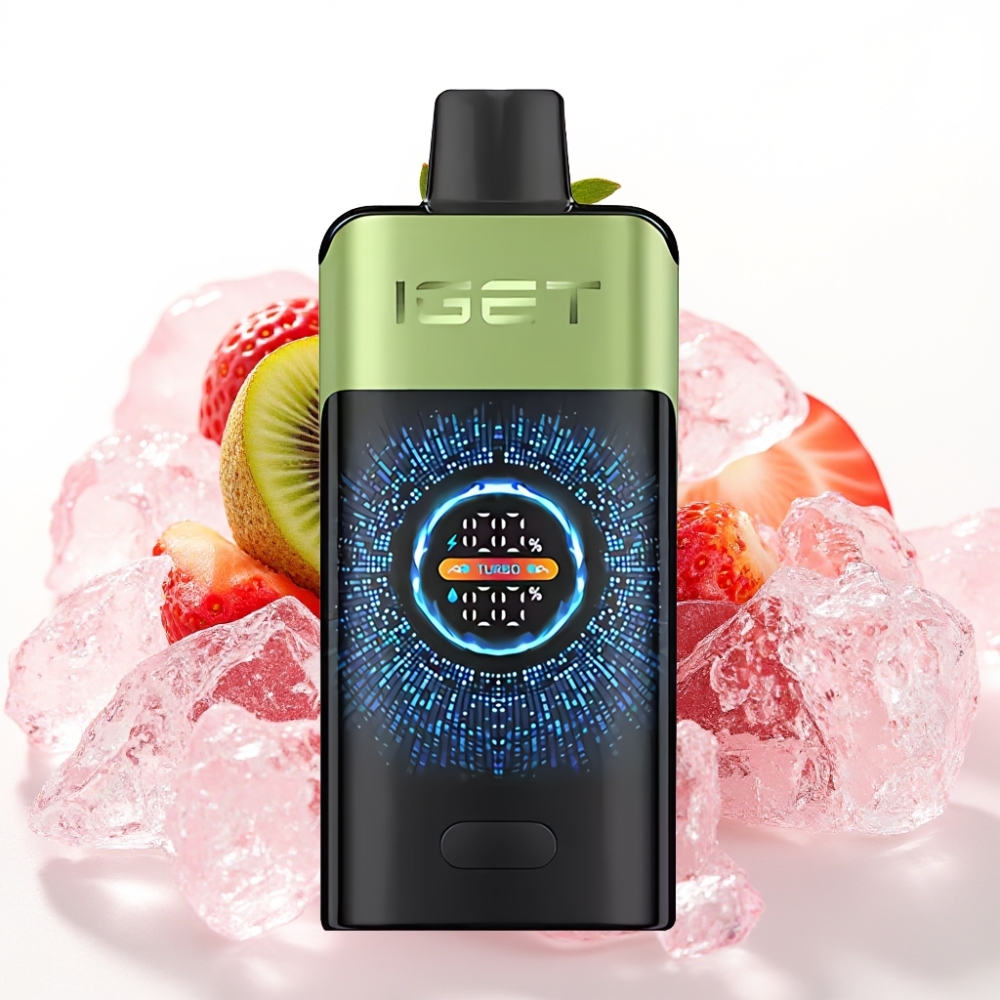 IGET ONE 12000 Puffs Vape Descansável Morango com Kiwi Gelo, 2700mAh, Tela Colorida