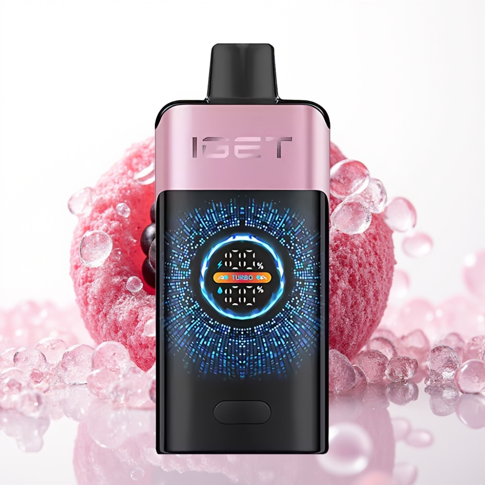 IGET ONE 12000 Puffs Vape Descartável Blackberry Ice, Tela Colorida Curva, 2700 mAh, 0.6 ohm Dual Mesh