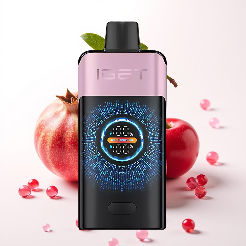 IGET ONE 12000 Puffs Vape Descartável Cereja Romã com Tela Colorida e Bateria 2700mAh