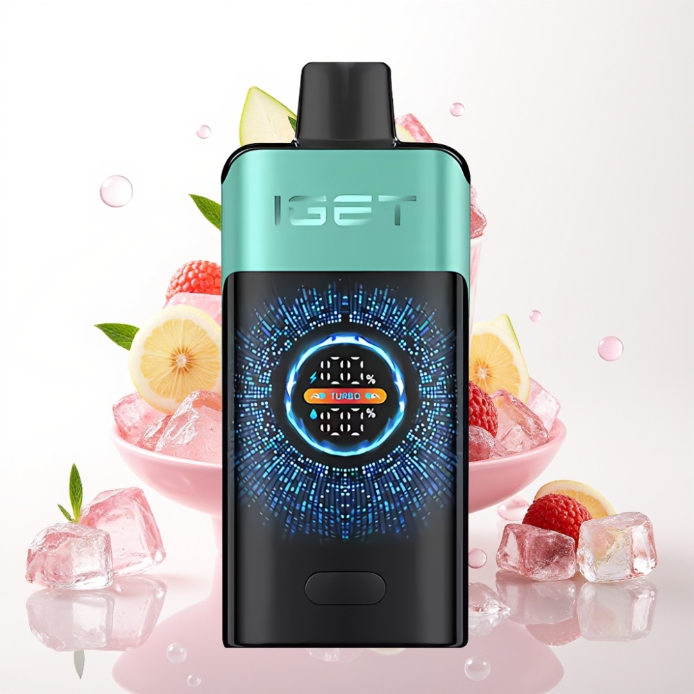 IGET ONE 12000 Puffs Vape Descartável Sabor Menta Gelada de Montanha, Tela Colorida Curva, 2700 mAh, 0.6 ohm