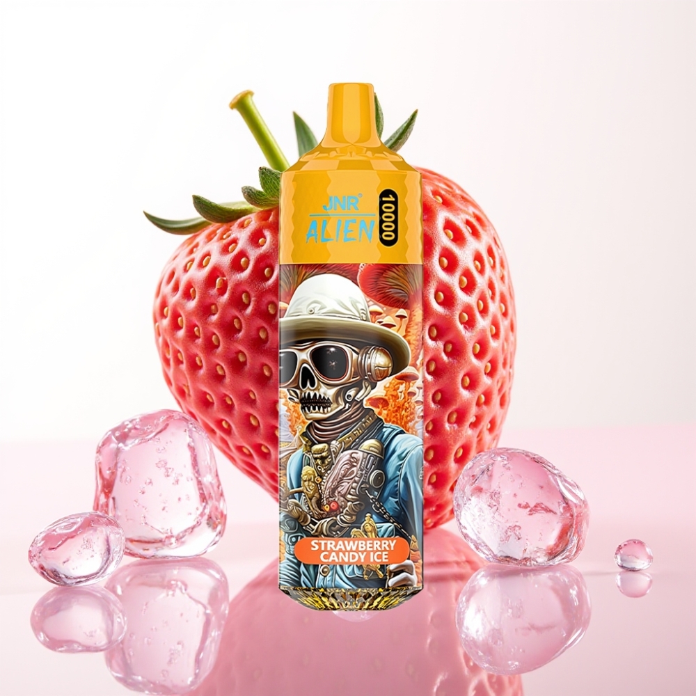JNR Alien 10000 Puffs 850mAh Tipo-C LED Morango Doce Gelo
