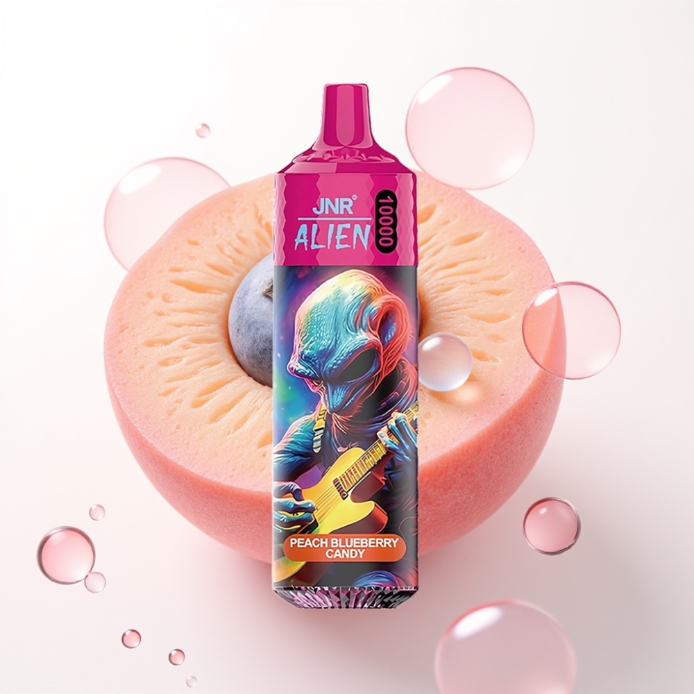 JNR Alien 10000 Puffs Doce de Pêssego e Mirtilo 850mAh 20ml Tipo-C LED RGB
