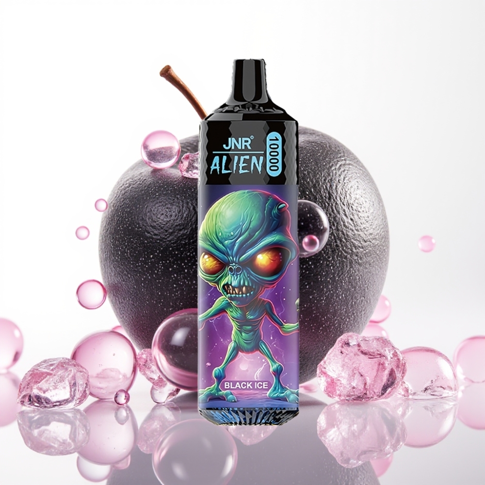 JNR Alien 10000 Puffs Recarregável Tipo-C 20ml Gelo Preto LED RGB