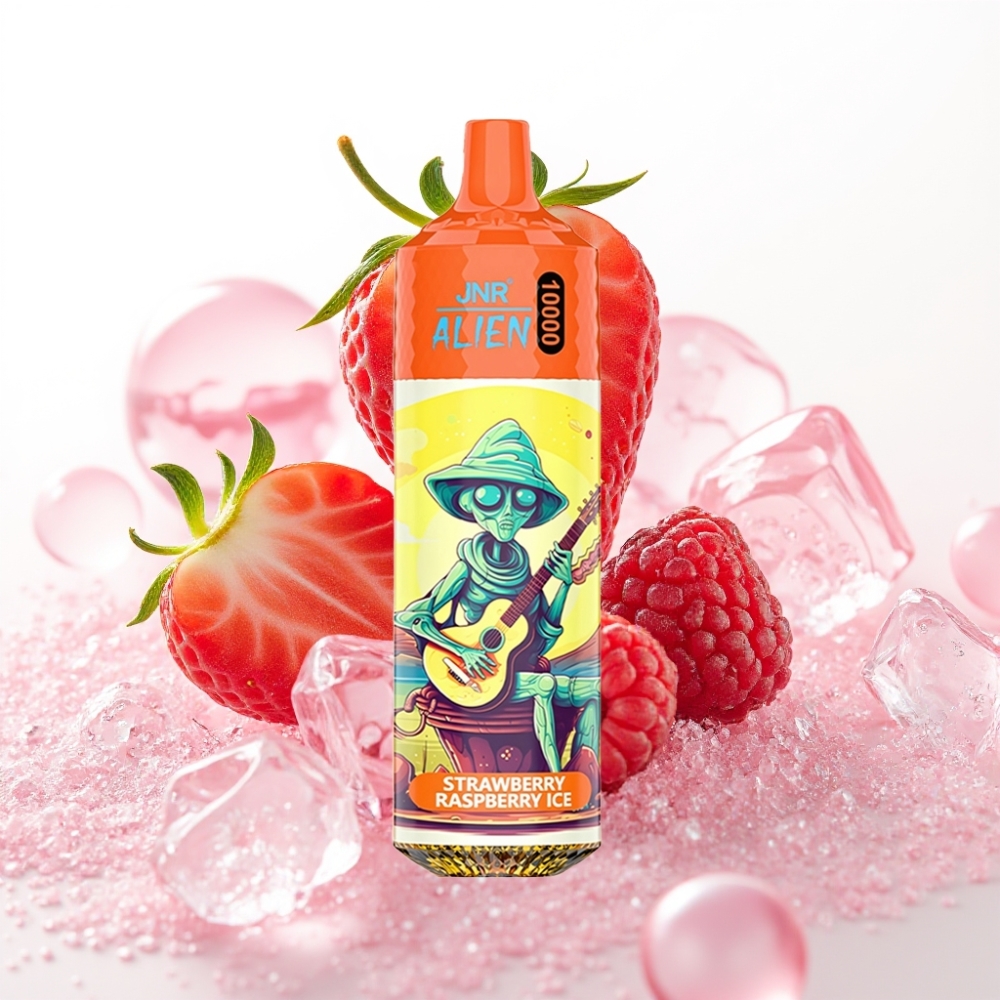 JNR Alien 10000 Puffs Vape Descartável Morango Framboesa Gelo com 850mAh, 20ml e LED RGB