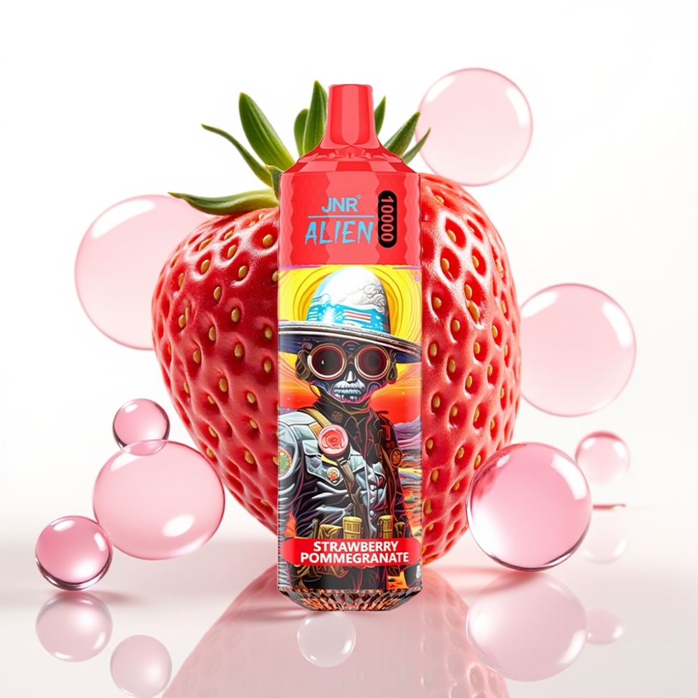 JNR Alien 10000 Puffs Vape Descartável Morango Romã - 850mAh, 20ml, Tipo-C
