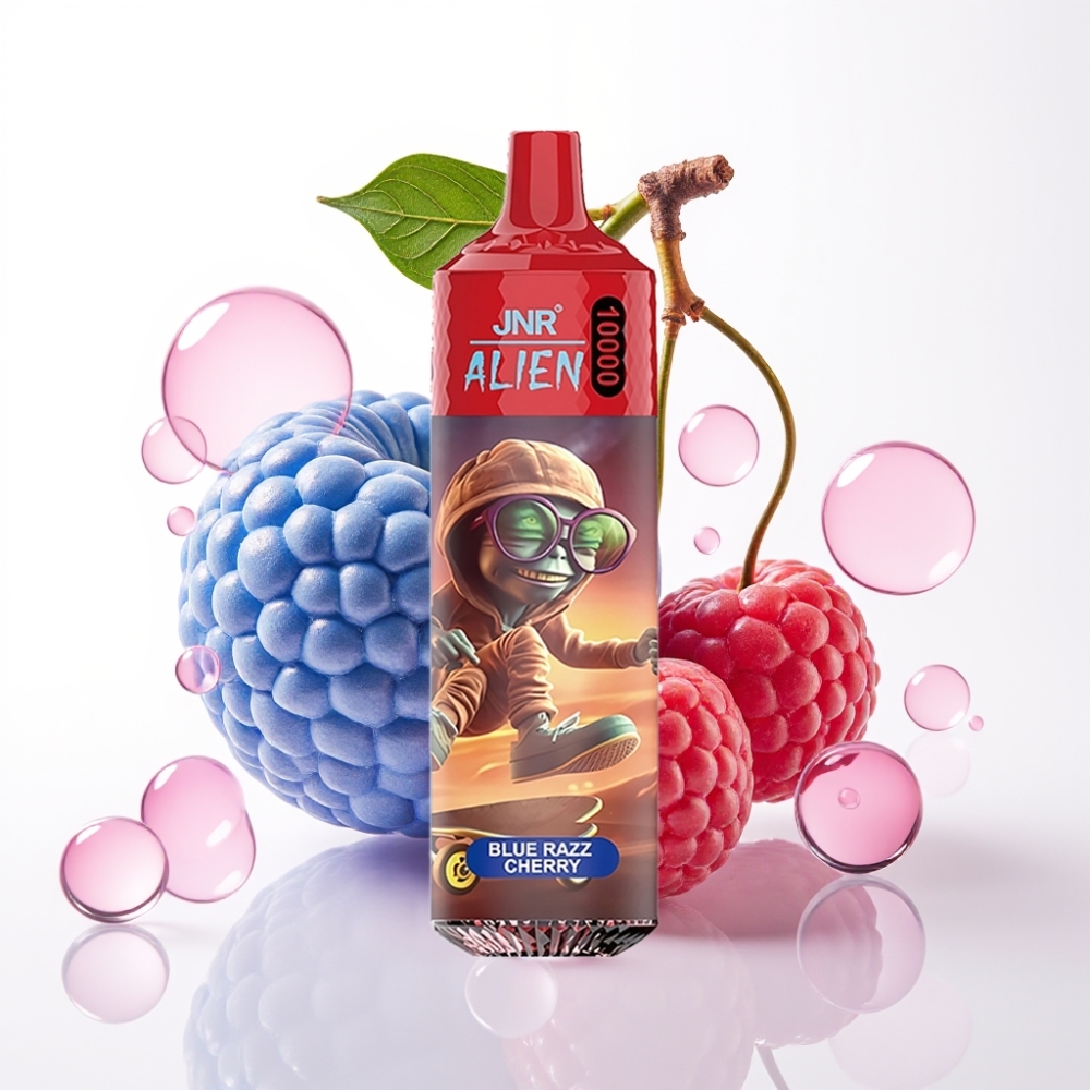 JNR Alien 10000 Puffs Vape Disposable Blueberry Cereja, 850mAh, Tipo-C, LED RGB