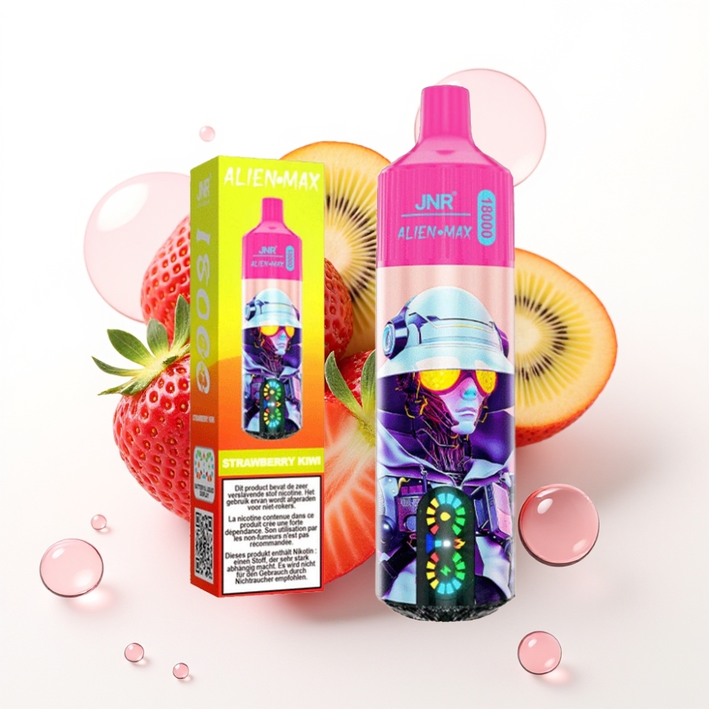 JNR Alien Max 18000 Puffs Display LED Duplo Coil Morango Kiwi