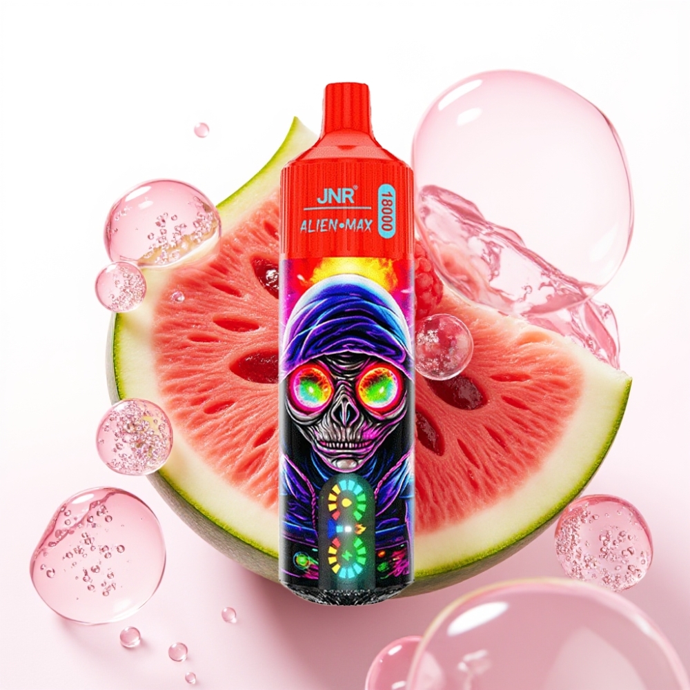 JNR Alien Max 18000 Puffs Display LED Duplo Mesh 28ml Sabor Framboesa Melancia Gelada