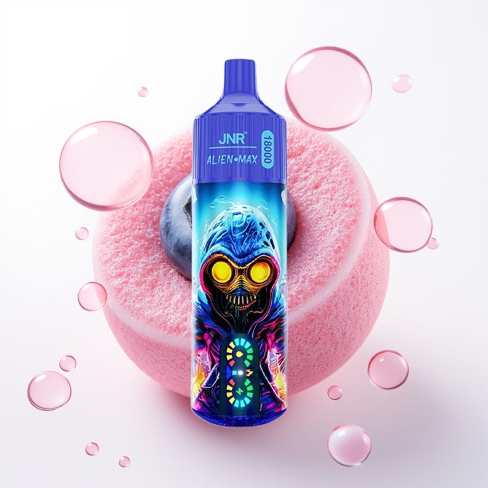 JNR Alien Max 18000 Puffs Dispositivo Vaporizador Blueberry Chiclete com Tela LED, Bobina Dupla e Carga Rápida Type-C