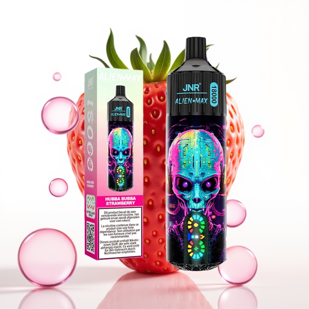 JNR Alien Max 18000 Puffs Vape Display LED Duplo Mesh Morango Hubba Bubba