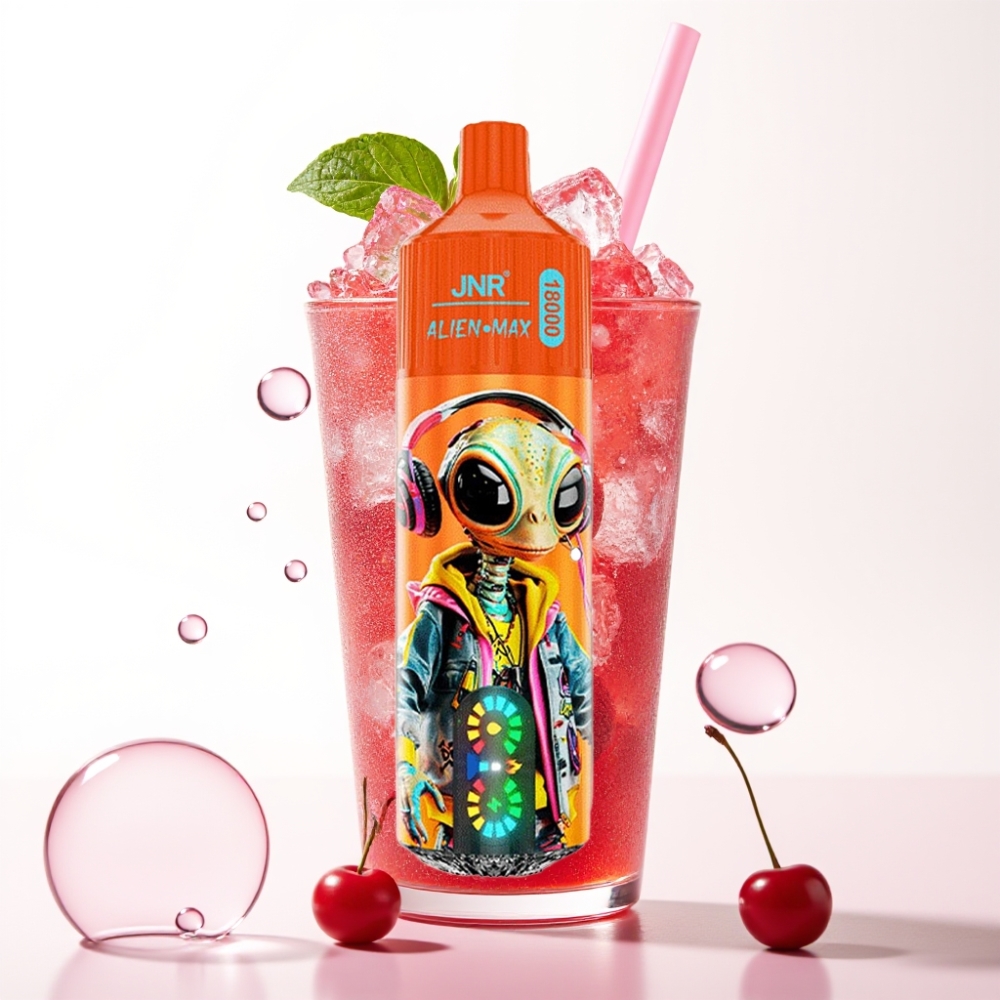 JNR Alien Max 18000 Puffs Vape Display LED Duplo Mesh Sabor Cereja-Cola Fizzy 28ml