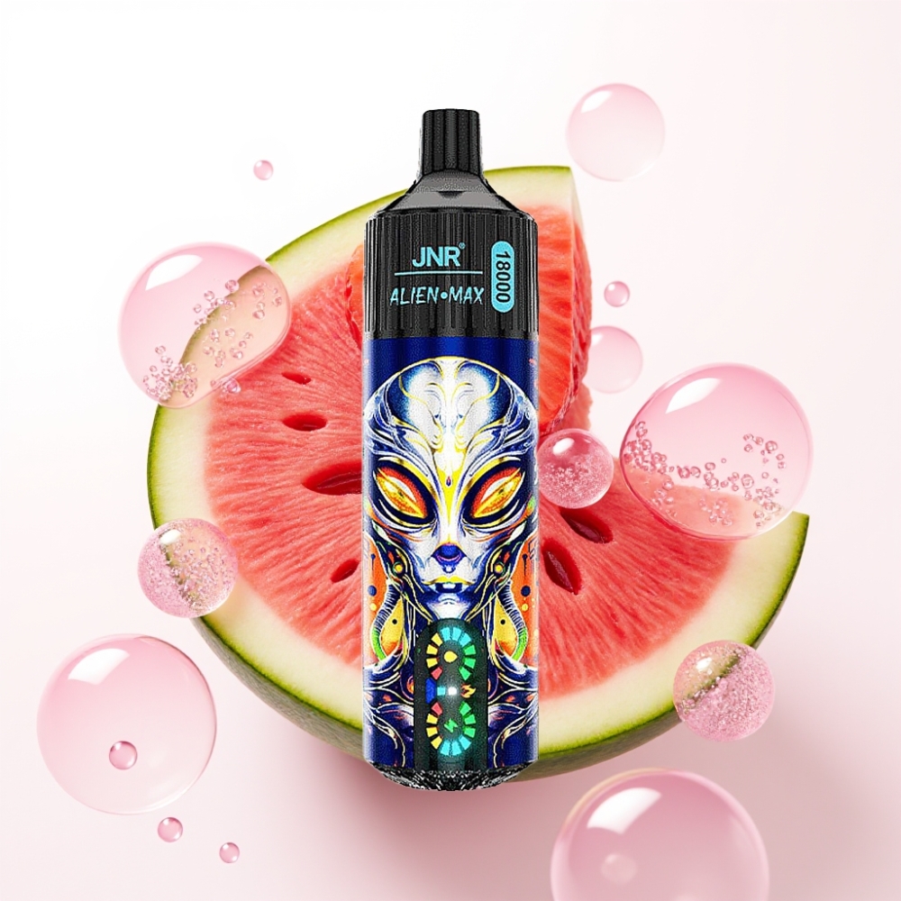 JNR Alien Max 18000 Puffs Vape Dispositivo Morango Melancia Chiclete, LED Inteligente, Dual Mesh, 28ml, 850mAh, Tipo-C