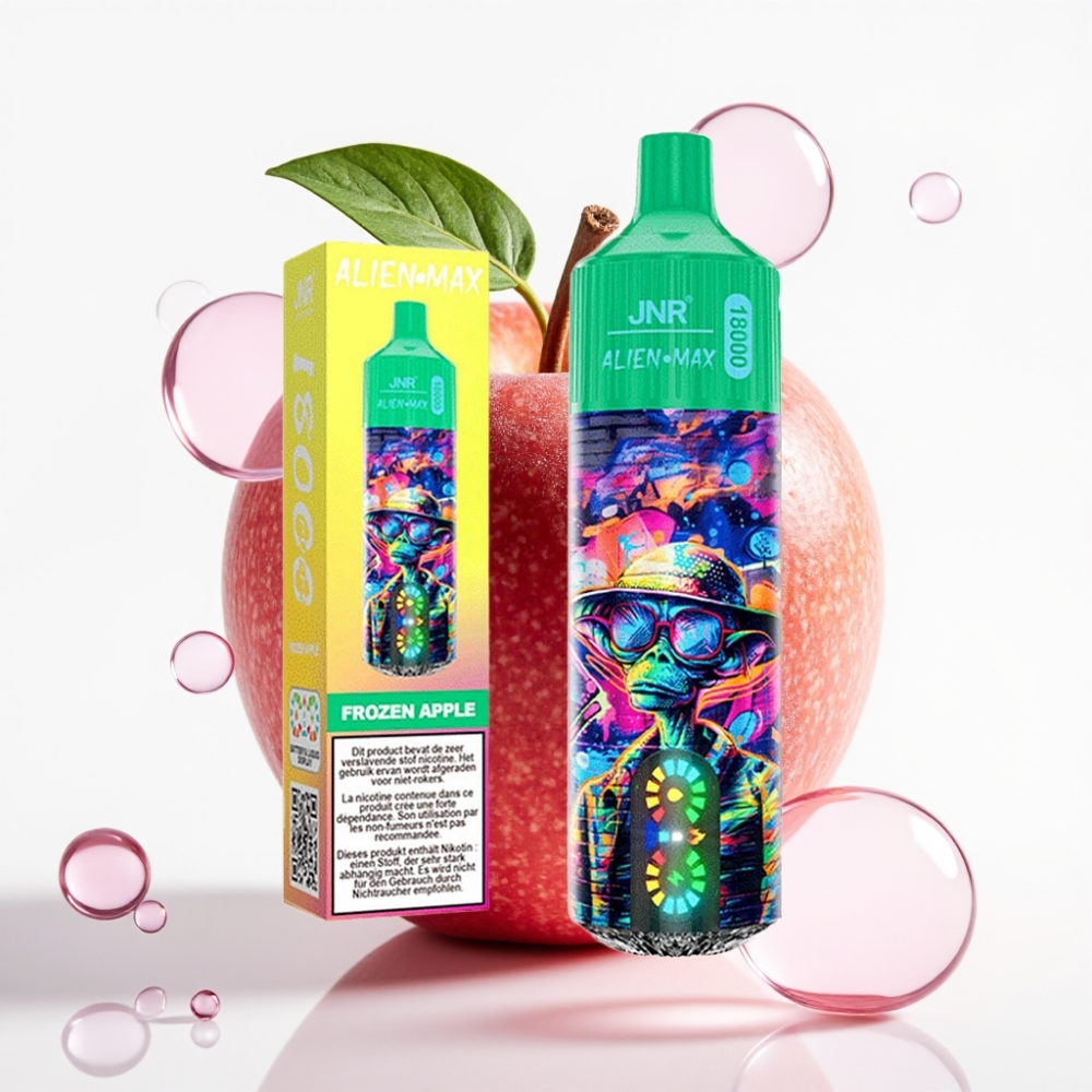 JNR Alien Max 18000 Puffs Vape Maçã Congelada com LED, Dual Mesh, 28ml, Tipo-C