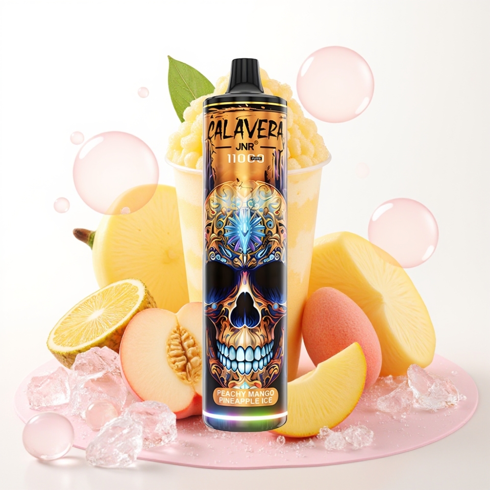 JNR Calavera 11000 Puffs Recarregável USB-C 21ml Sabor Pêssego Manga Abacaxi Gelo