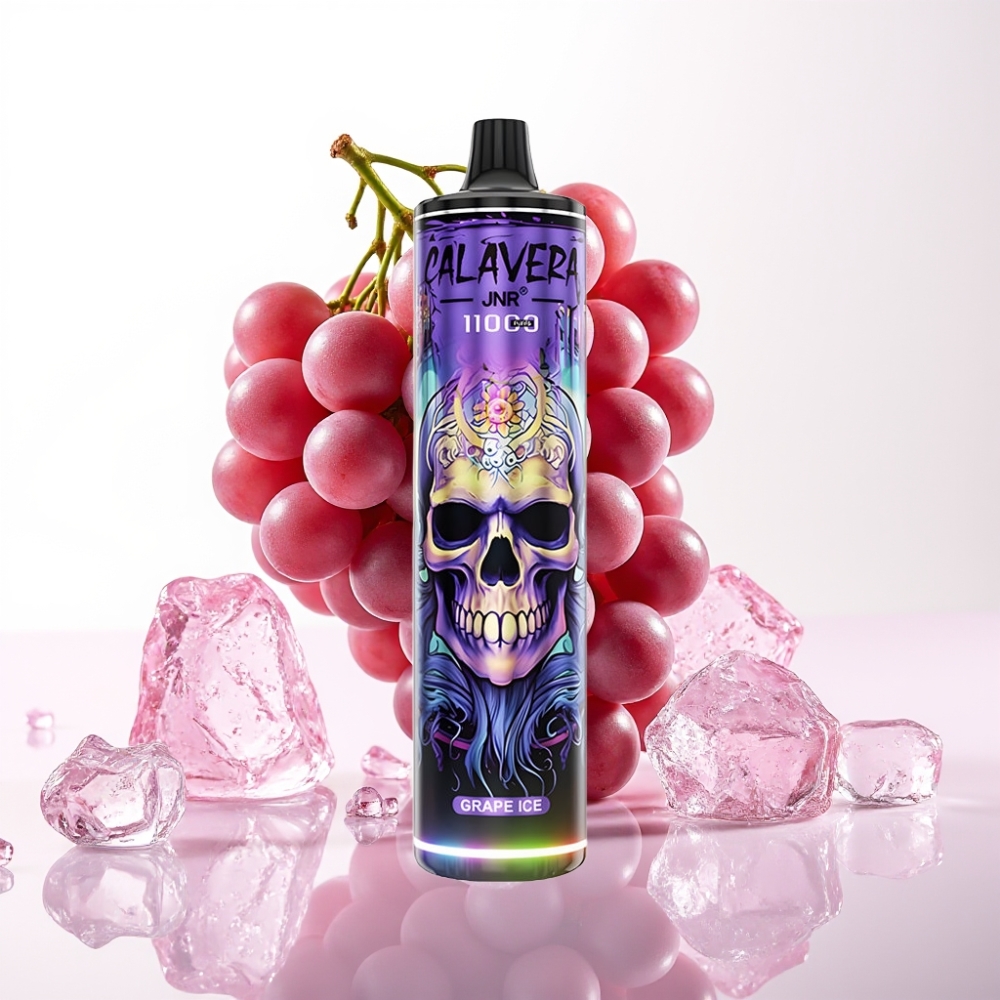 JNR Calavera 11000 Puffs Vape Descartável Uva Gelada, Porta Type-C, 850mAh, 21ml, 1.0ohm