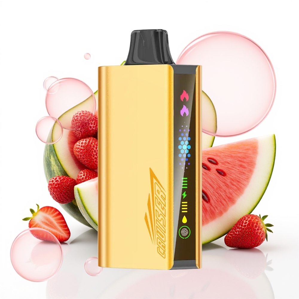 JNR Cruiser 12000 Puffs Vape Descargável Sem Recarga Sabor Morango Coco Melancia – Bateria 3500mAh, 25ml, Tela Animada, Alumínio