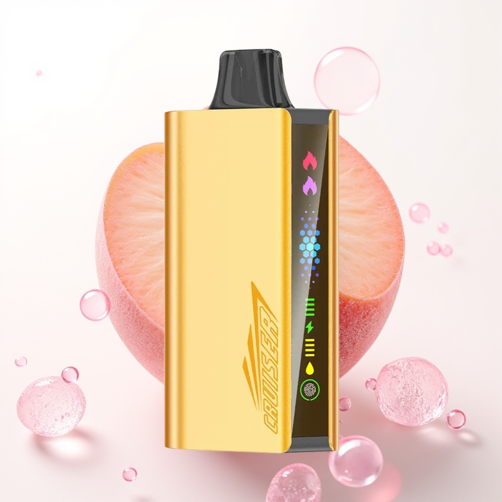 JNR Cruiser 12000 Puffs Vape Descartável Sem Recarga 3500mAh Sabor Pêssego Ice Corpo de Alumínio