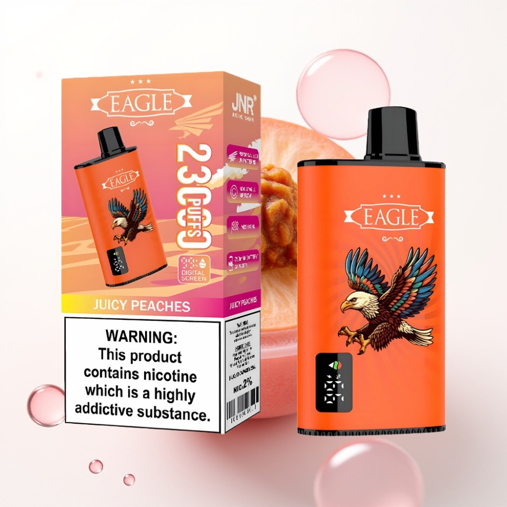 JNR EAGLE Smart 23000 Puffs Disposable Vape Tela Digital Bobina Mesh 1.0ohm Pêssegos Suculentos