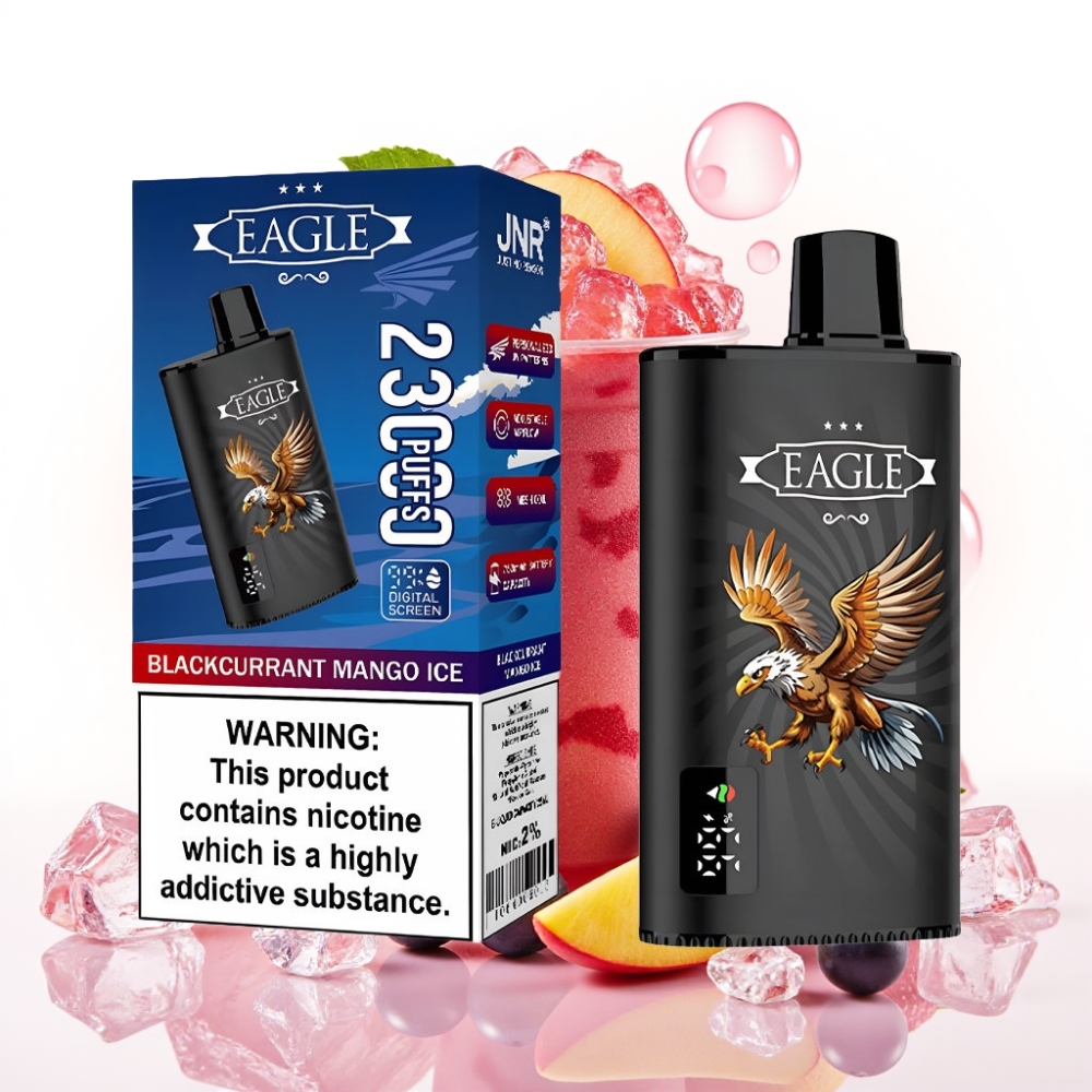 JNR EAGLE Smart 23000 Puffs Tela Digital Bobina Mesh 1.0ohm Ajuste de Fluxo de Ar Blackcurrant Manga Gelo