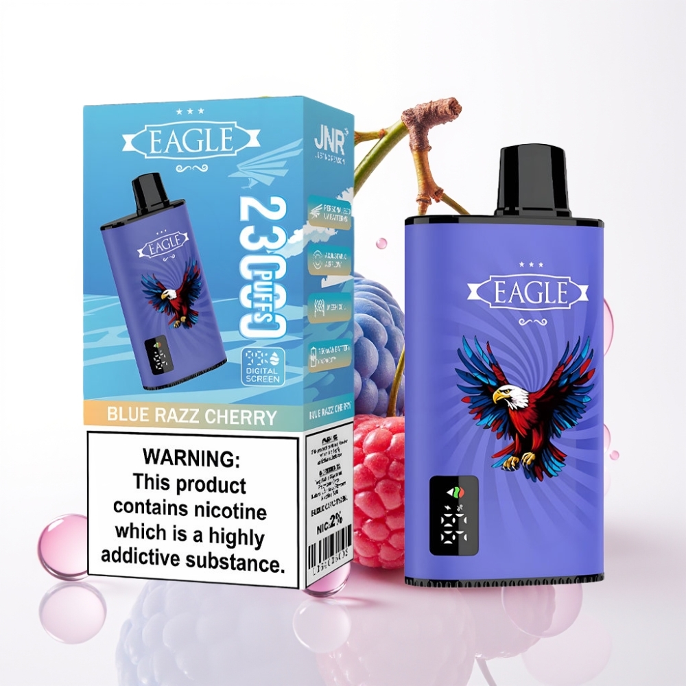 JNR EAGLE Smart 23000 Puffs Vape Descartável Tela Digital Blue Razz Cereja 25ml 2% Nic