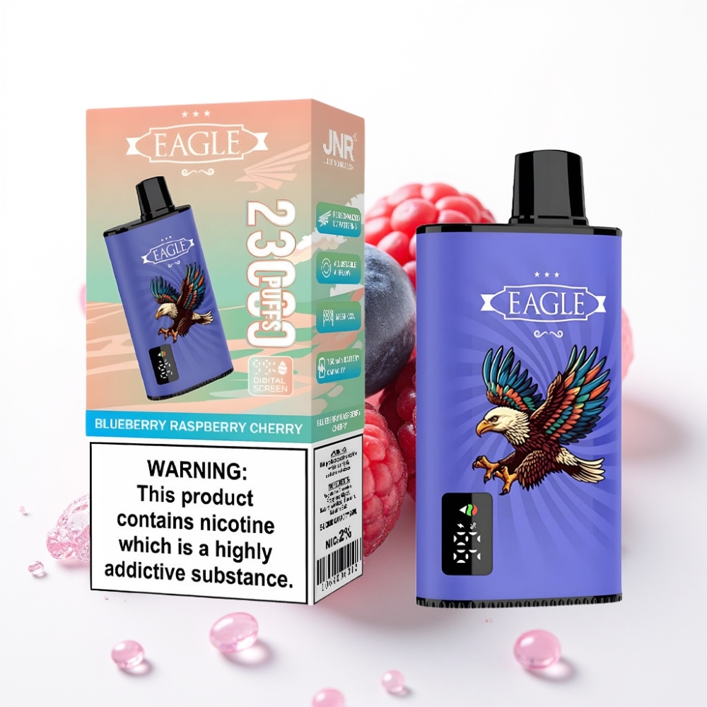 JNR EAGLE Smart 23000 Puffs Vape Digital Tela 750mAh Type-C Mirtilo Framboesa Cereja