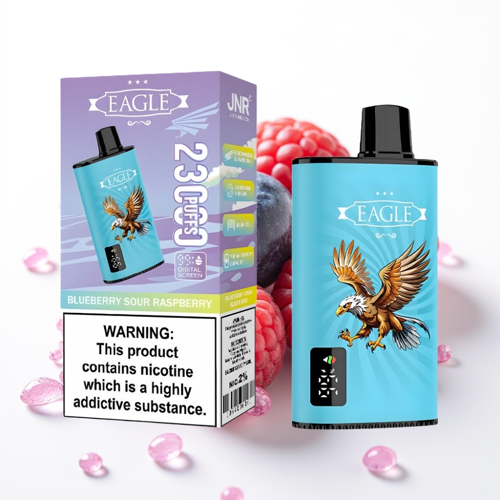 JNR EAGLE Smart 23000 Puffs Vape Digital Tela Bobina Mesh 1.0ohm Fluxo Ajustável Mirtilo Framboesa Azeda