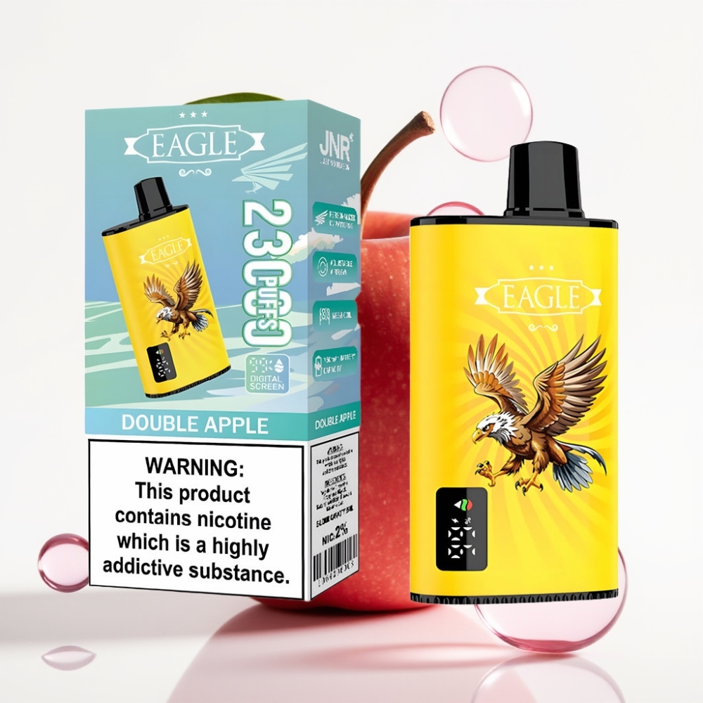 JNR EAGLE Smart 23000 Puffs Vaporizador Descartável Maçã Dupla com Tela Digital, Bobina Mesh 1.0ohm e Fluxo de Ar Ajustável