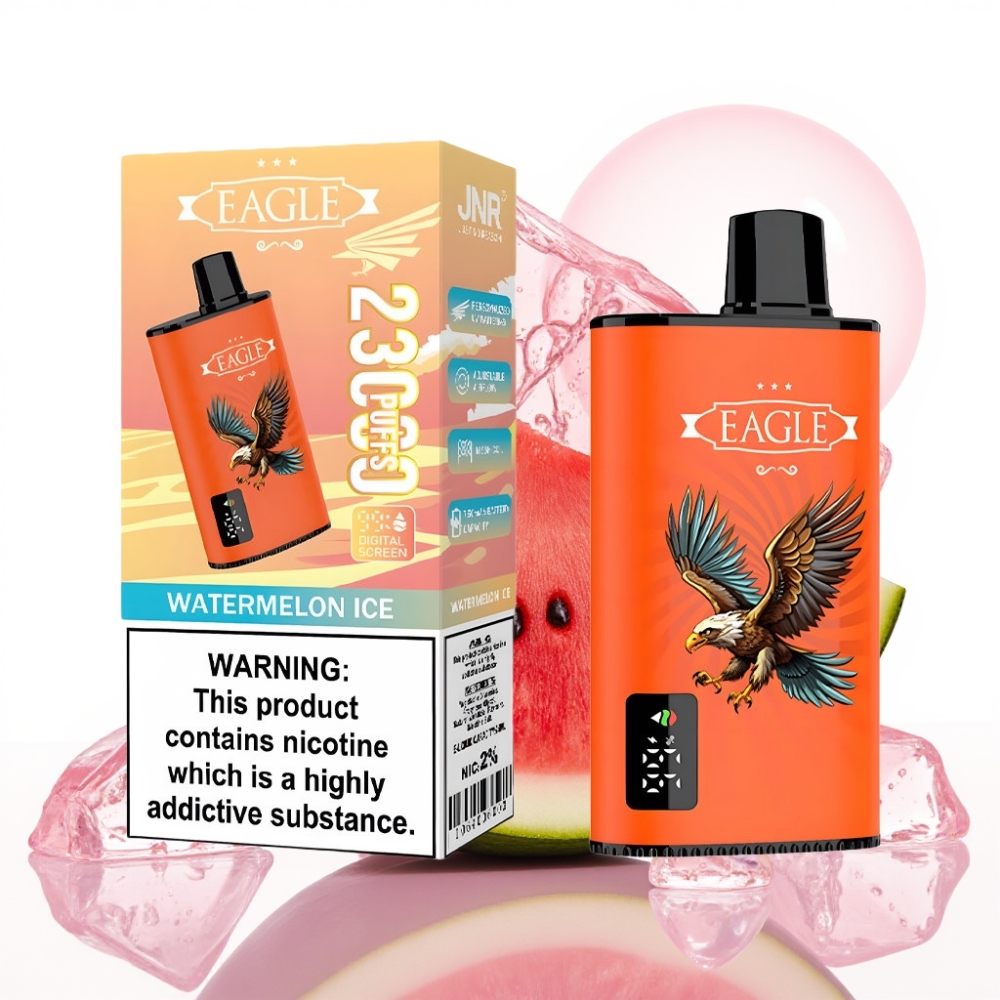 JNR EAGLE Smart 23000 Puffs Vaporizador Descartável Tela Digital Melancia Gelo 1.0ohm 750mAh