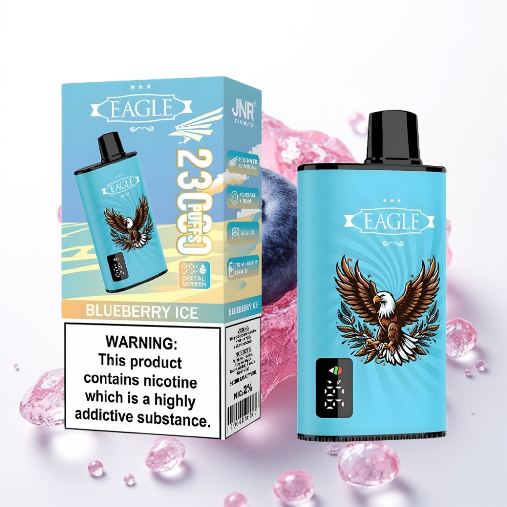 JNR EAGLE Smart 23000 Puffs Vaporizador Descartável com Tela Digital, Bobina Mesh 1.0ohm, Bateria 750mAh, Sabor Mirtilo Gelado