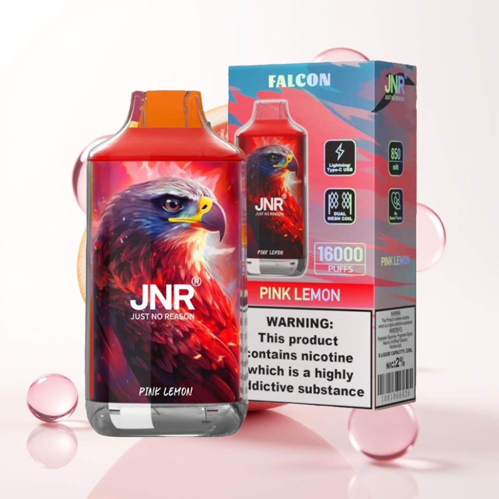 JNR Falcon 16000 Puffs Vape Descartável Limão Rosa 850mAh 22ml Dual Mesh