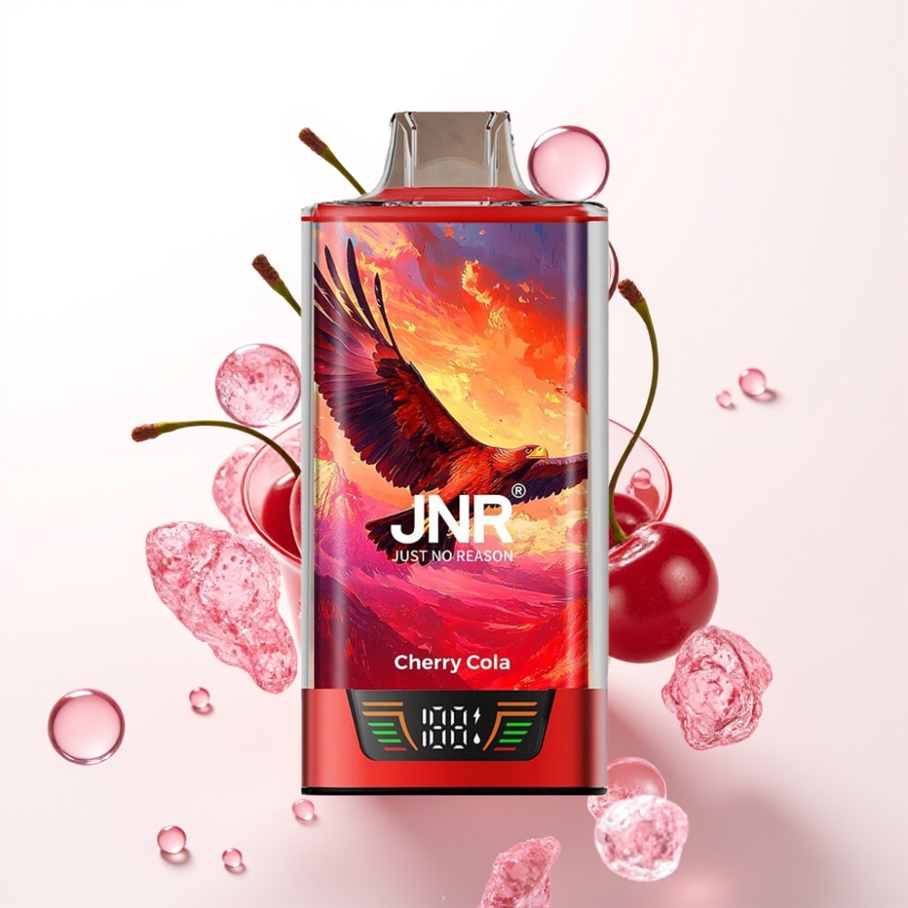 JNR Falcon Pro 28000 Disposable Vape com Sabor Cereja-Cola, 30ml, 950mAh, 5% Nicotina