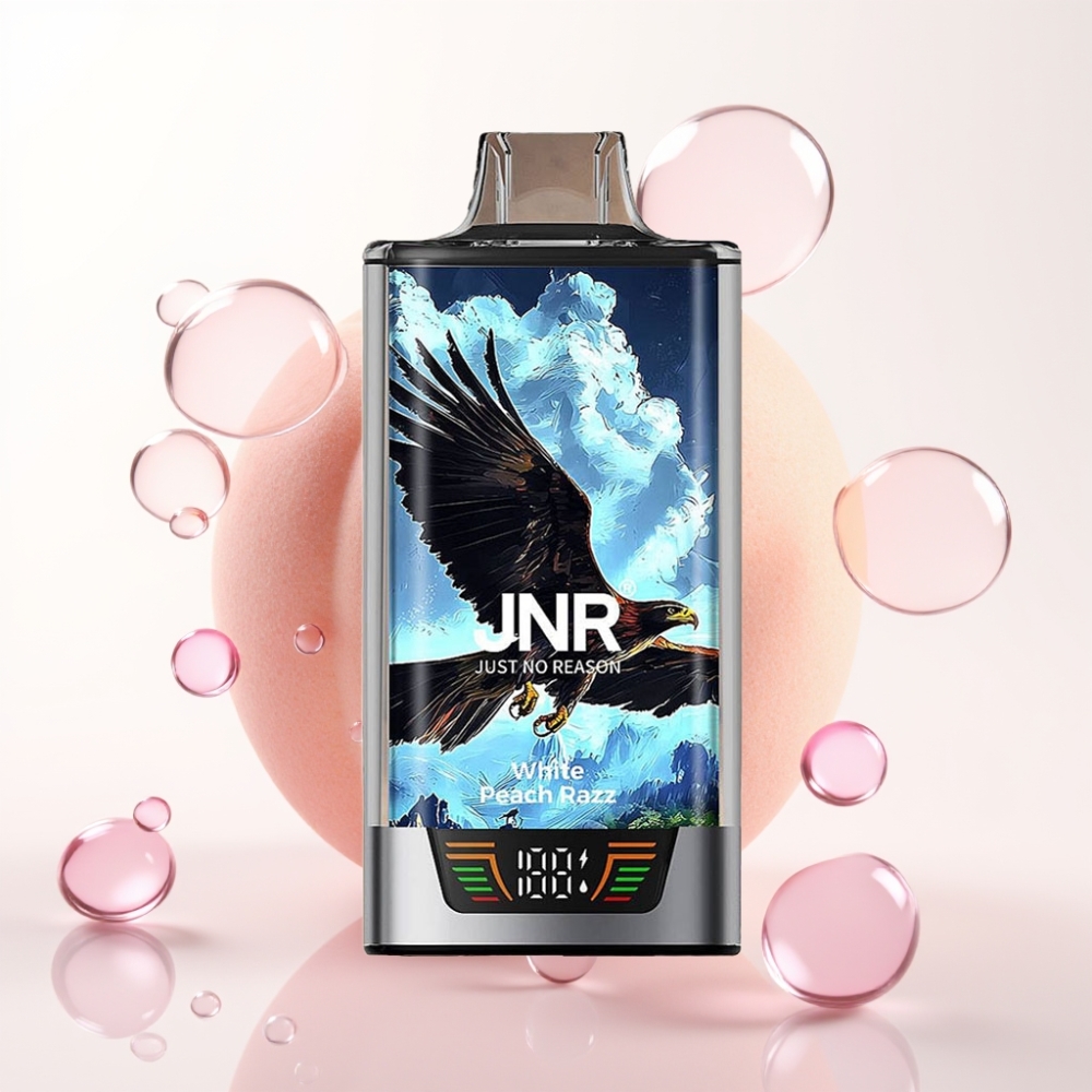 JNR Falcon Pro 28000 Puffs 30ml 5% Nicotina Sabor Pêssego Branco Razz USB-C Dual Mesh