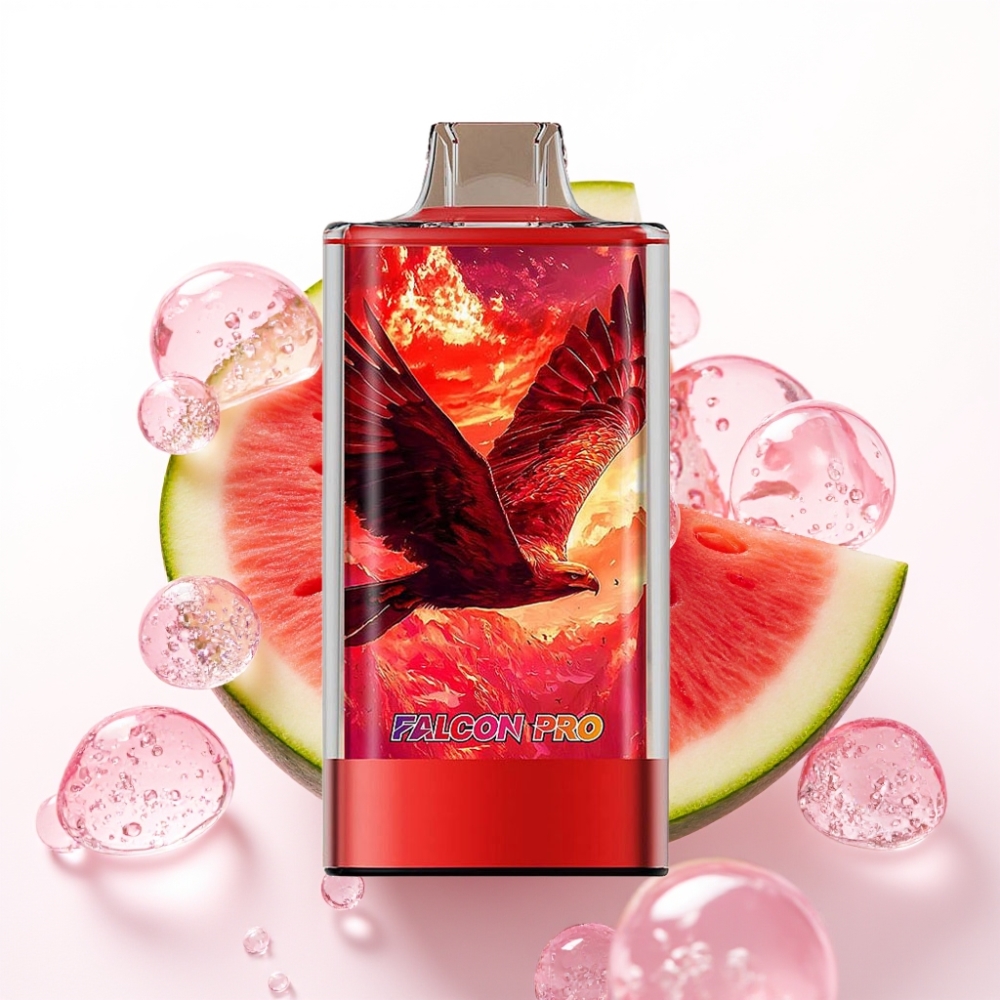 JNR Falcon Pro 28000 Recarregável com Tela Inteligente, Bobina Dupla Mesh, Sabor Morango Melancia Gelo, 30ml, 5% Nicotina