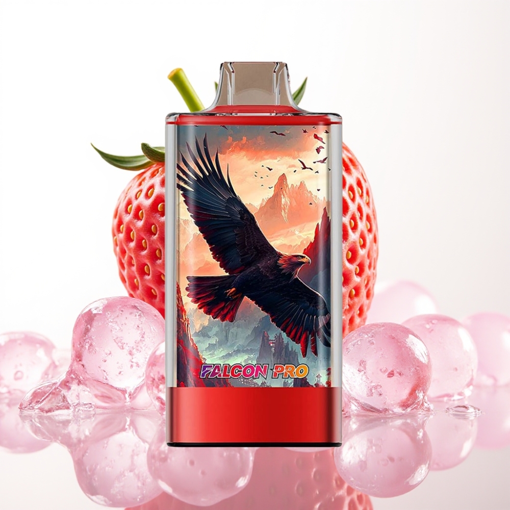 JNR Falcon Pro 28000 Vape Descartável Morango Gelo 30ml 5% Nicotina Dual Mesh USB-C