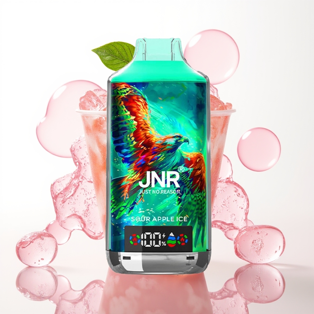 JNR Falcon X 18000 Puffs Dispositivo Recarregável Maçã Verde Gelada com Tela Digital, Dual Mesh Coil, 24ml, 750mAh, Tipo-C