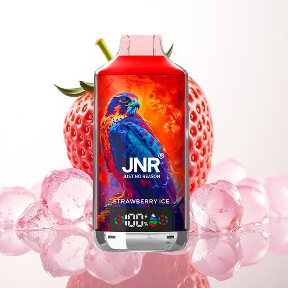 JNR Falcon X 18000 Puffs Vape Descansável Morango Gelado 750mAh 24ml Tipo-C Dual Mesh