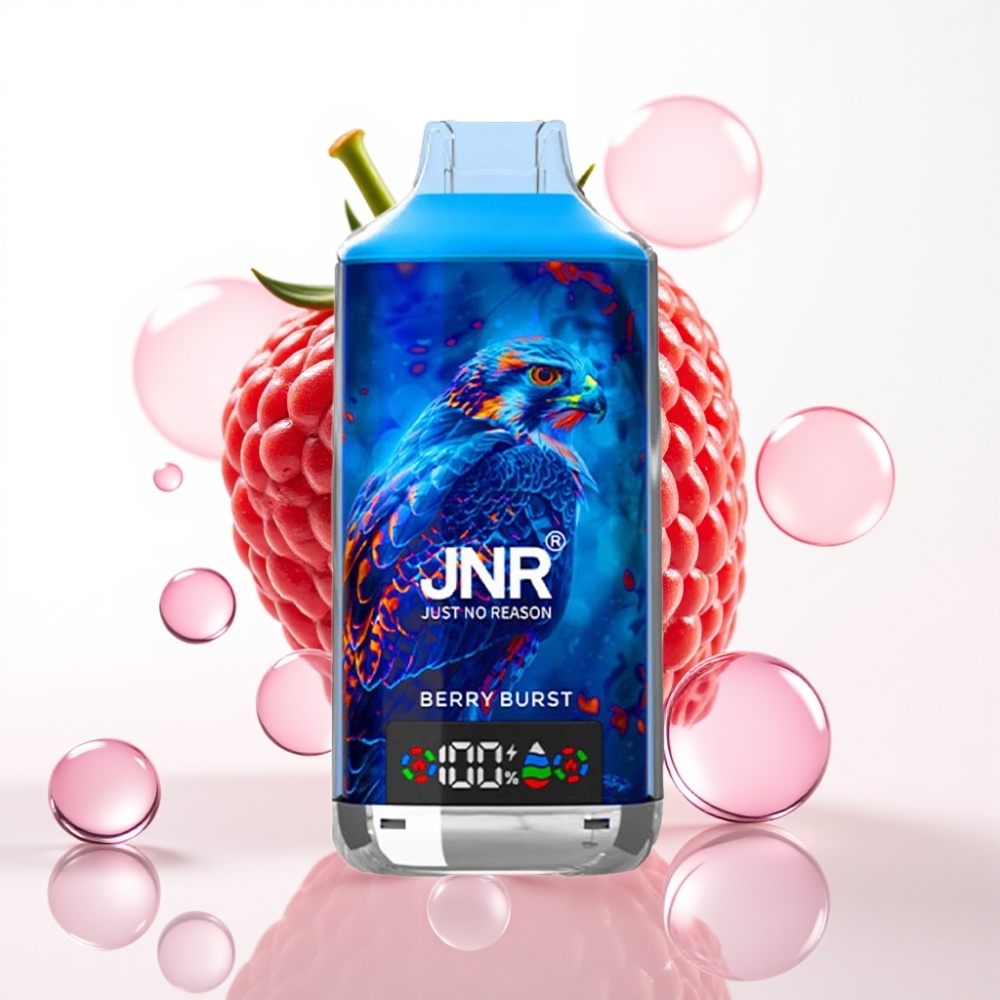 JNR Falcon X 18000 Puffs Vaporizador Descartável Berry Burst, 750mAh, 24ml, Dual Mesh Coil, Digital Display, Type-C