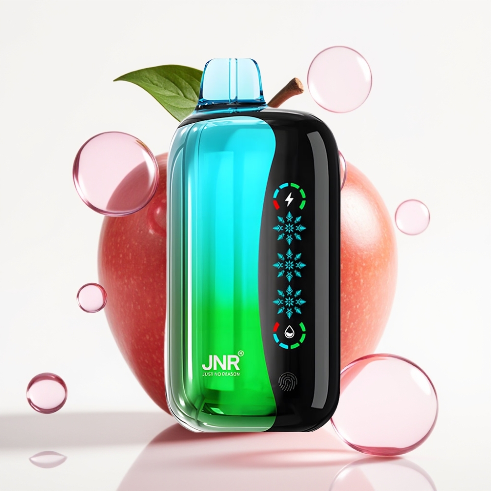 JNR Flex Ice 21000 Puffs Vape Descansável Maçã Dupla com Gelo Ajustável, 26ml, Toque, Tipo-C