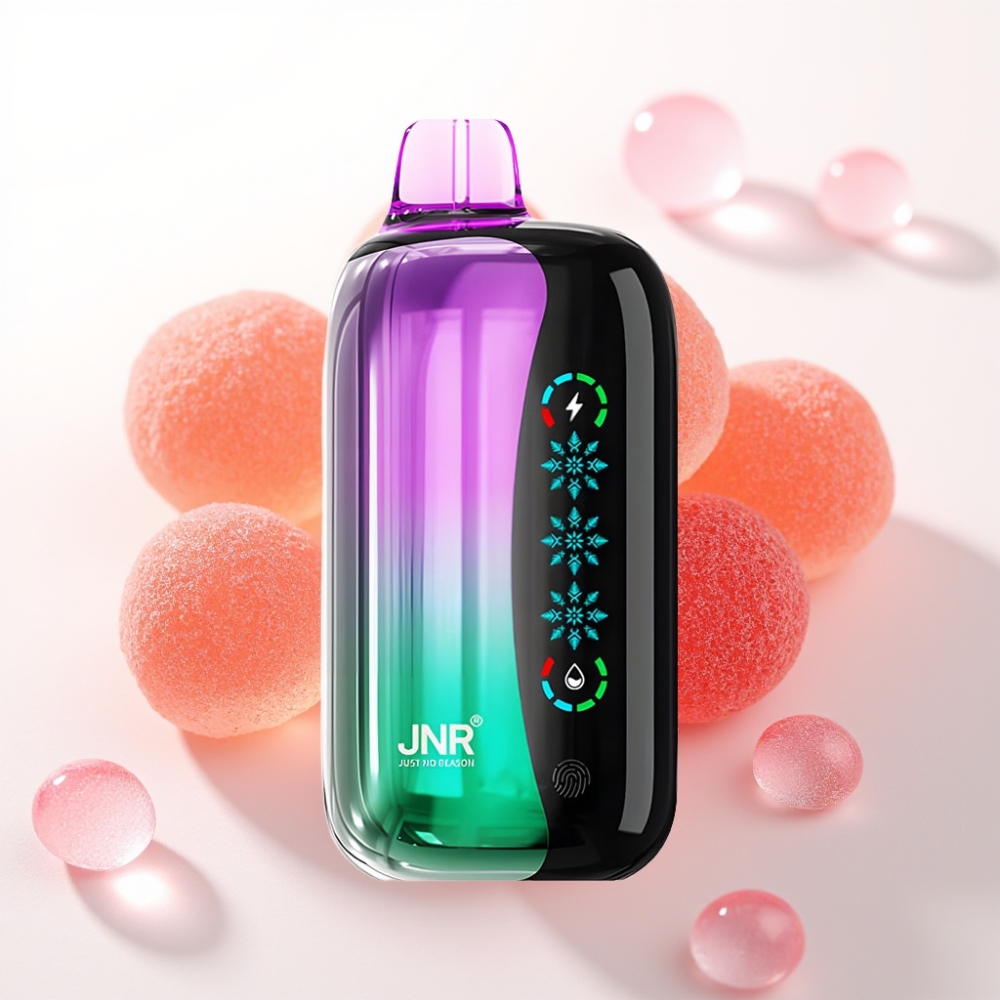 JNR Flex Ice 21000 Puffs Vape Recarregável Gelatinas de Cereja Ácida com Toque de Gelo, Tela Touch, 26ml, 1000mAh, Tipo-C