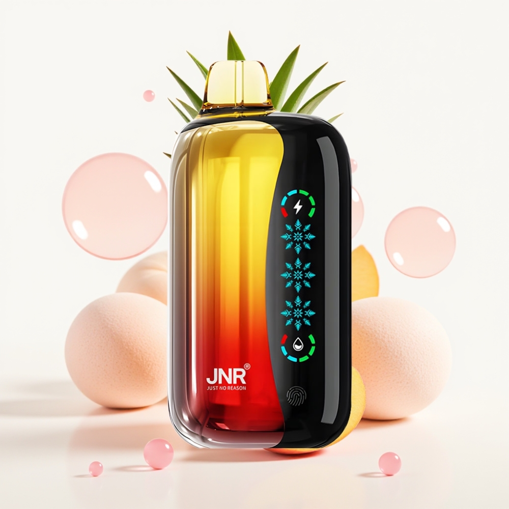 JNR Flex Ice 21000 Puffs Vaporizador Descartável Pêssego Manga Abacaxi com Toque de Gelo, Tela Touch, 26ml, 1000mAh, Tipo-C