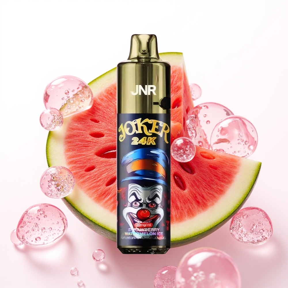 JNR Joker 24K Puffs Recarregável Pod 10ml + 800mAh Morango Melancia Gelo