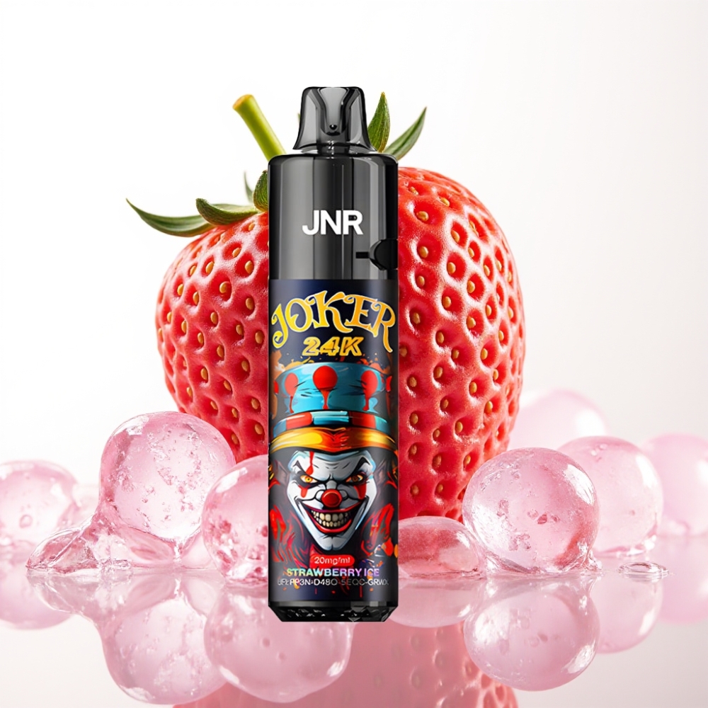 JNR Joker 24K Puffs Recarregável Pod 10ml Bateria 800mAh Tipo-C Morango Gelo