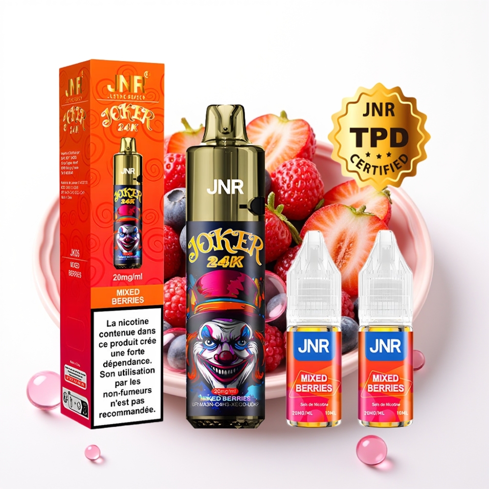 JNR Joker 24K Puffs Recarregável Pod 10ml Tipo-C 800mAh Frutas Silvestres