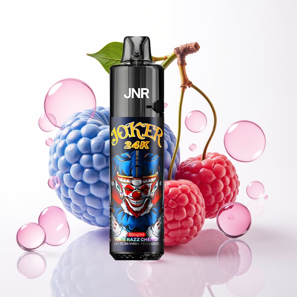 JNR Joker 24K Puffs Recarregável Vape Blue Razz Cereja 800mAh Tipo-C 2% Nicotina
