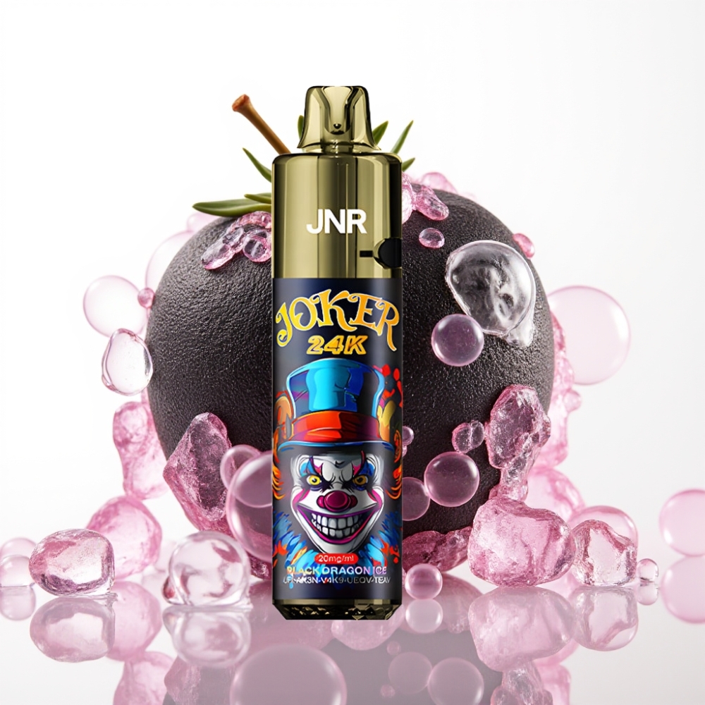 JNR Joker 24K Puffs Recarregável Vape Dragão Negro Gelo 2+10ml 800mAh Tipo-C