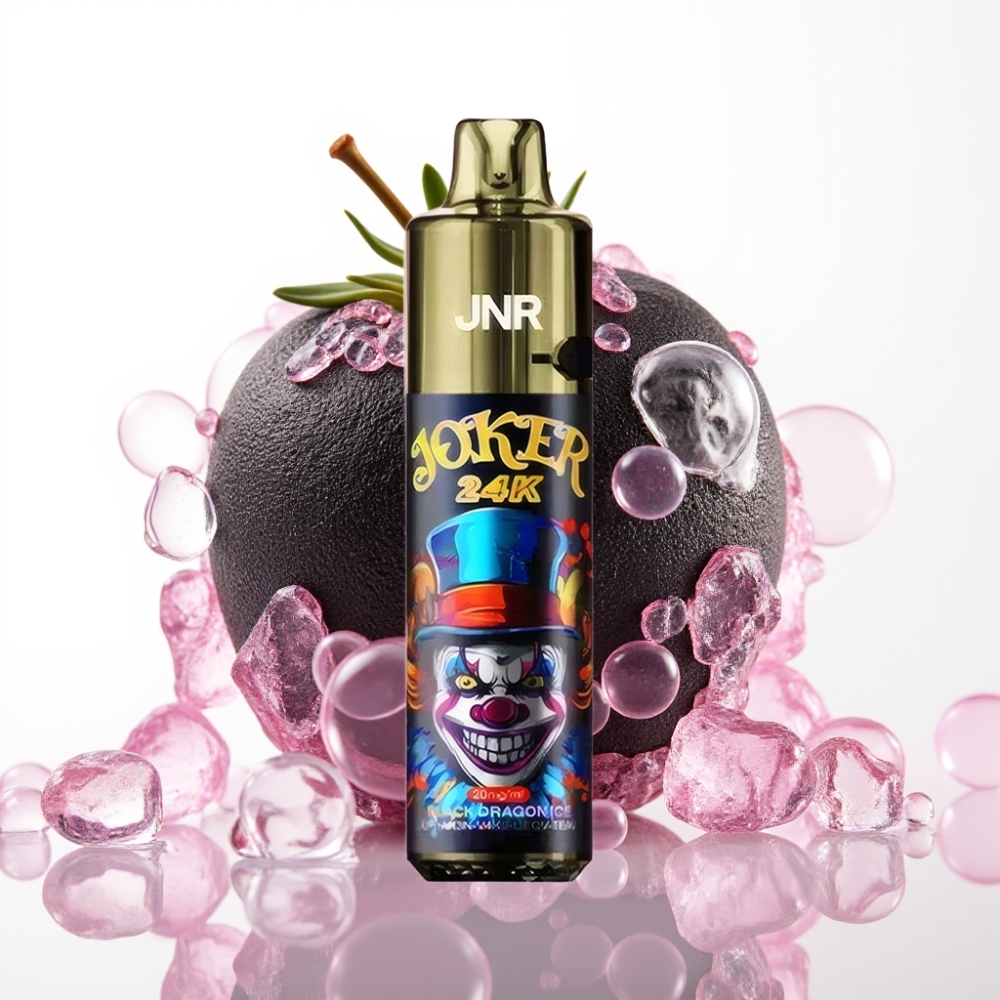 JNR Joker 24K Puffs Recarregável Vape Dragão Negro Gelo 2+10ml 800mAh Tipo-C