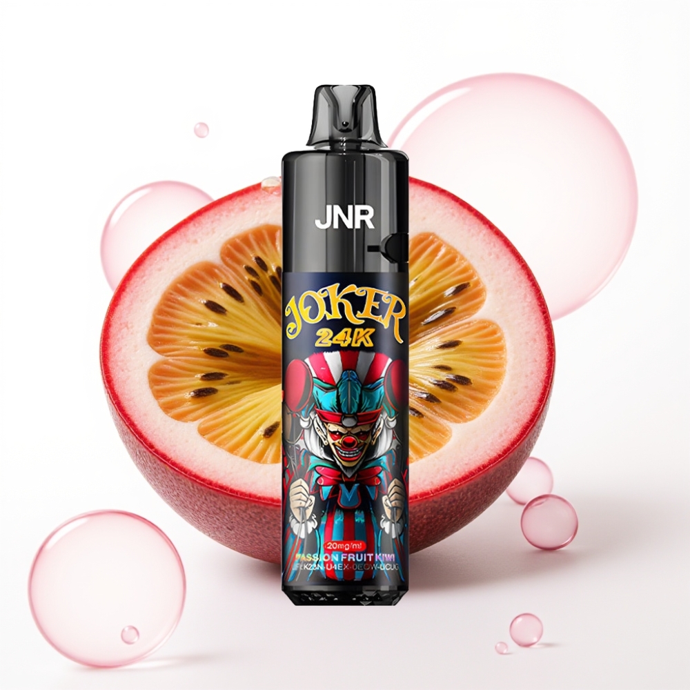 JNR Joker 24K Puffs Recarregável Vape Maracujá Kiwi 2% Nicotina 800mAh Tipo-C